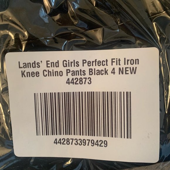 NWT LANDS' END PERFECT FIT IRON KNEE BLEND PLAIN FRONT CHINO PANTS BLACK 4, 6 - Picture 7 of 8